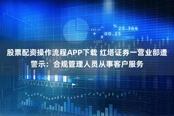 股票配资操作流程APP下载 红塔证券一营业部遭警示：合规管理人员从事客户服务